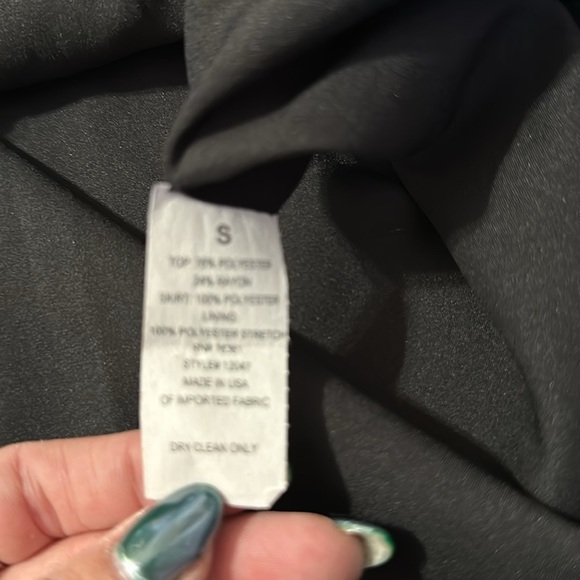 Debbi O. Maternity Dress Small Black Gray Gold Belted Party NWT LOFT - Picture 7 of 7